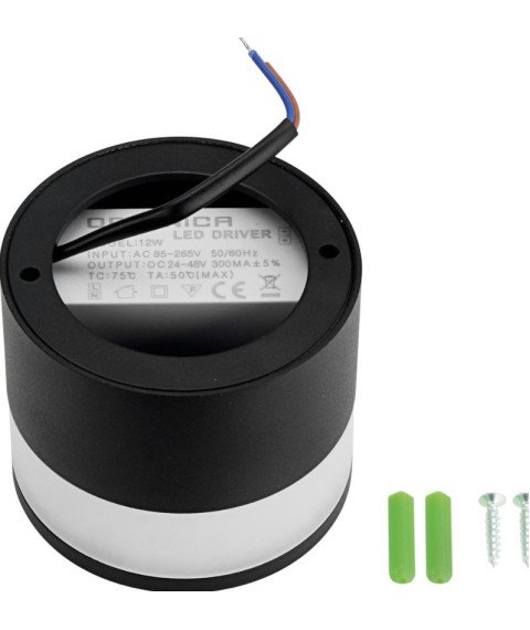 LED COB 12W SURFACE DOWNLIGHT ROUND BLACK AC85-265V 100LM/W 4000K