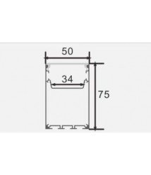 ALUMINIUM PROFILE LED STRIP BLACK BODY/WHITE COVER L=2M
