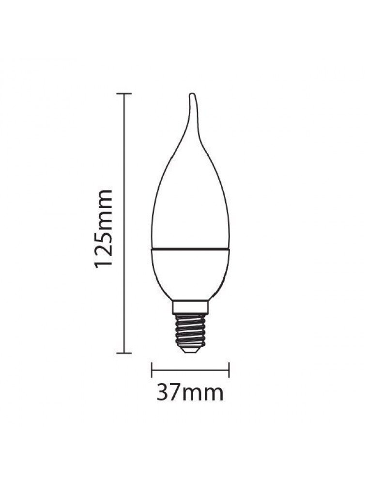 LED BULB E14 C37 TIP 6W 480LM RA>80 AC175265V 6000K