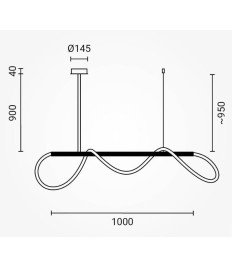 LED PENDANT LAMP 36W/2880LM BLACK 3000K 175-265V