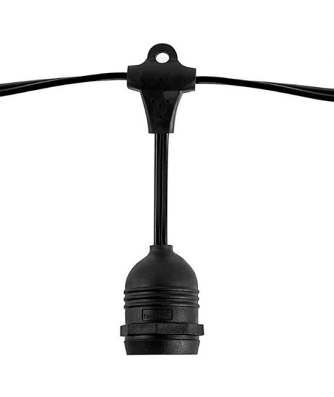 BLACK OUTDOOR STRING LIGHT 15PCS/E27 IP65 14.4M SUSPENDED SOCKETS