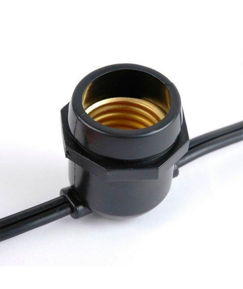 BLACK OUTDOOR STRING LIGHT 15PCS/E27 IP65 14.4M FIXED SOCKETS