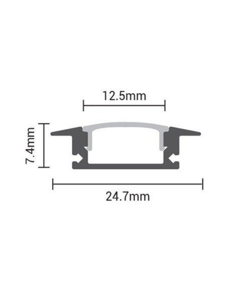 ALUMINIUM PROFILE FOR LED STRIP BLACK BODY + BLACK COVER L=2m