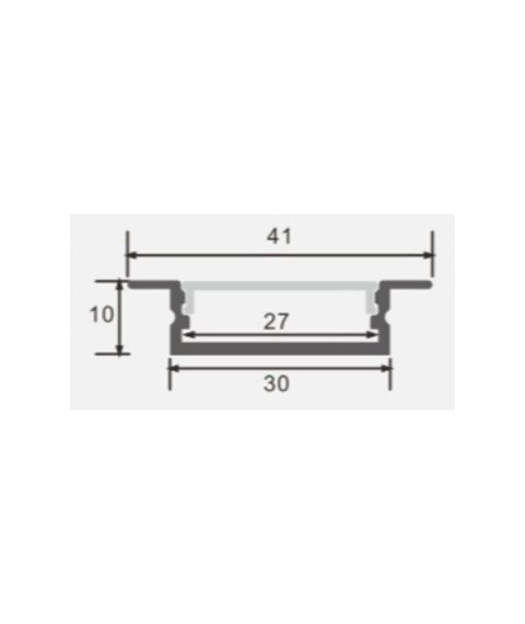 ALUMINIUM PROFILE FOR LED STRIP SILVER BODY/WHITE COVER L=2m 41x10mm
