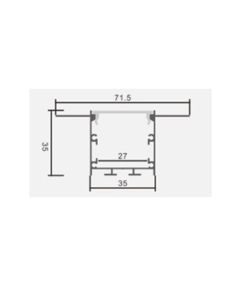ALUMINIUM PROFILE FOR LED STRIP BLACK BODY/BLACK COVER L=2m 71.5x35mm