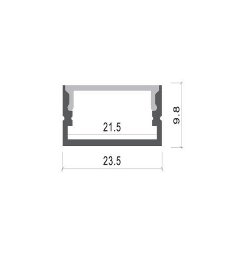 ALUMINIUM PROFILE FOR LED STRIP GRAY L=2m 23.5x10x21.5mm
