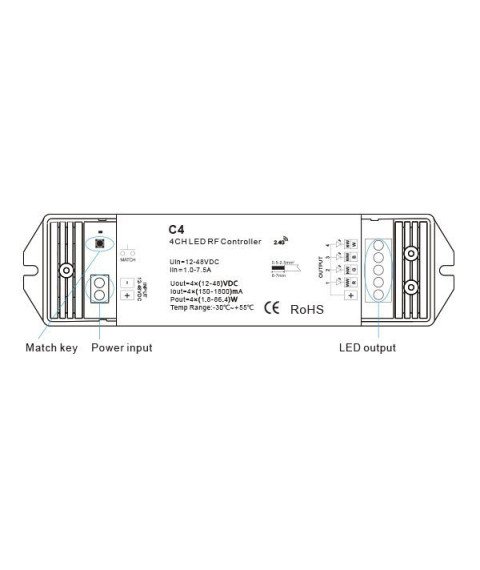 LED RGB/RGBW CONTROLLER 4CH 4*300mA C4 CONSTANT CURRENT