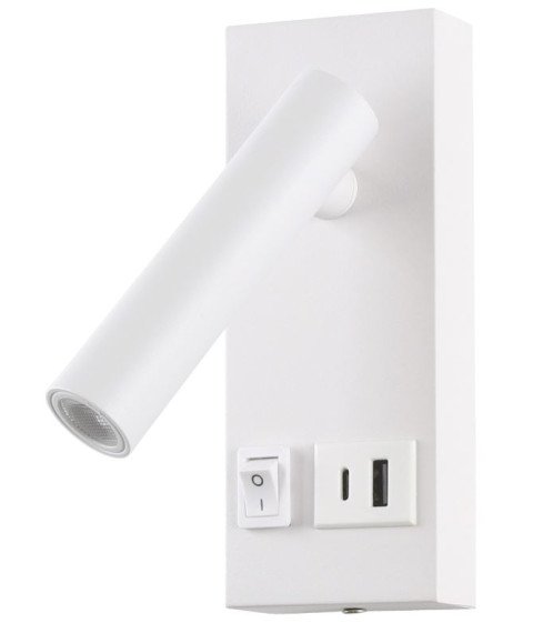 LED CABINET LIGHT 2W IP20 WITH ON/OFF-SWITCH + USB WHITE 4200K