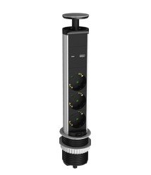 3-Sockets with Type A+C (TOTAL 5V/3.4A) with 1.5mm Cable Black