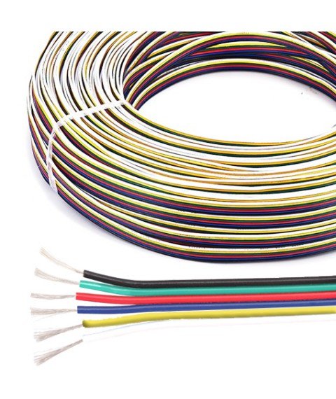 6-Pin 20/22AWG Power Wire Extension Cable 3.28ft/1m For RGB+CCT LED Strip Lights 1m