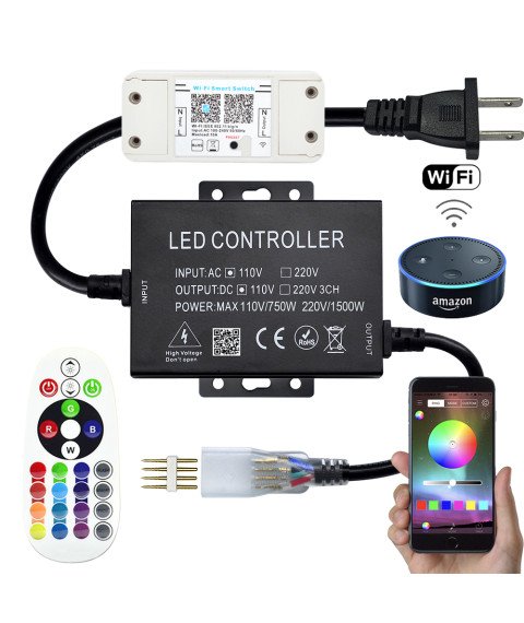 RGB Controller High Voltage Bluetooth Music With Amazon Alexa, Google Assistant, IFTTT, Google Nest WiFi AC Switch