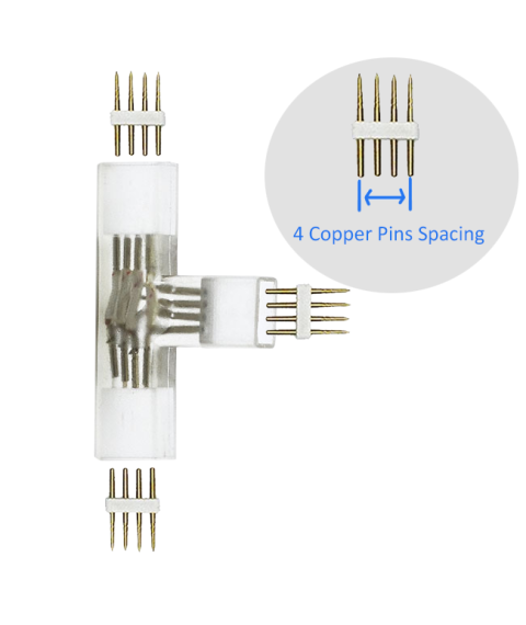 T shape Bends branches 1 to 2 High Voltage 4-pin RGB led strip lights Bifurcation fast connectors With 3 Copper 4-Pins T shape Bends branches 1 to 2 High Voltage 4-pin RGB led strip lights Bifurcation fast connectors With 3 Copper 4-Pins