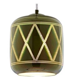 3D GLASS BARREL PENDANT -   CHROME RHOMBUS  D200xH213mm