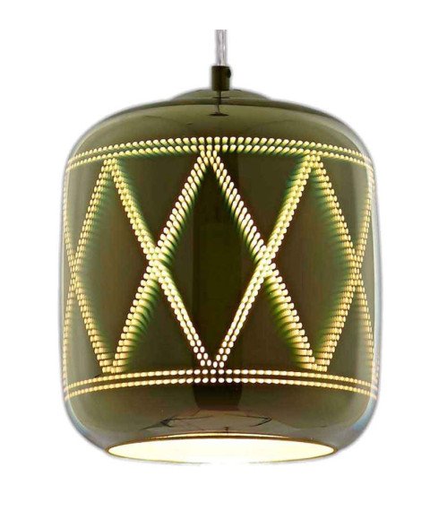 3D GLASS BARREL PENDANT -   CHROME RHOMBUS  D200xH213mm