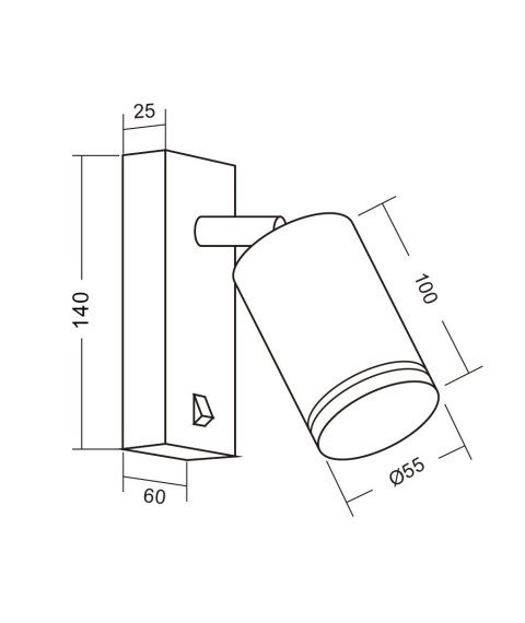 WALL SPORLIGHT WITH SWITCH KING ∙ SP718 ∙ BLACK