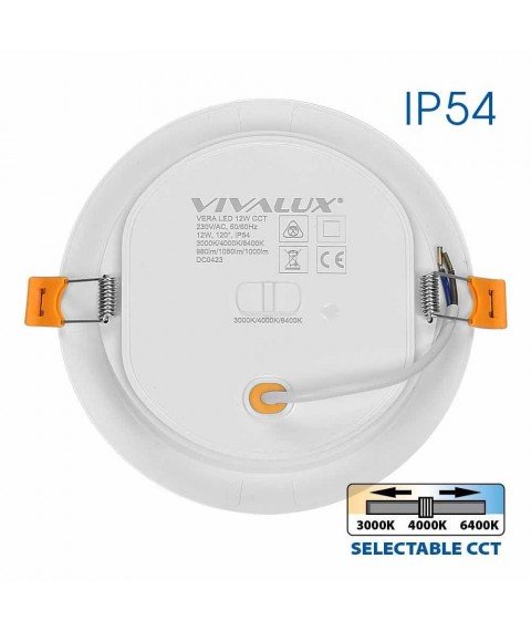 LED DOWNLIGHT VERA LED ∙ 12W ∙ CCT DIP-SWITCH ∙ 3000K-4000K-6400K ∙ IP54 LED DOWNLIGHT VERA LED ∙ 12W ∙ CCT DIP-SWITCH ∙ 3000K-4000K-6400K ∙ IP54