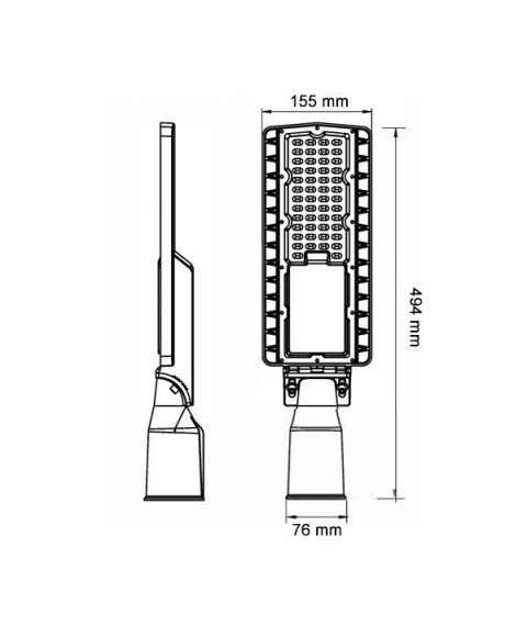 LED STREET LIGHT 50W 120-240V PF>0.95 IK08 135LM/W IP65 5700K - CLASS I
