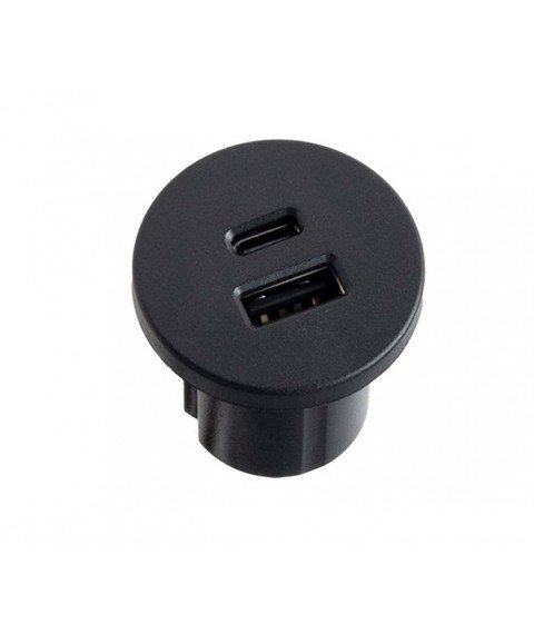 1xUSB A, 1xUSB C socket, input 12VDC 2.1A, output 5VDC 2.1A, black, cable 2m with mini amp 1xUSB A, 1xUSB C socket, input 12VDC 2.1A, output 5VDC 2.1A, black, cable 2m with mini amp