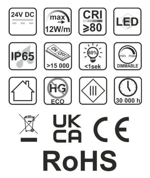 24V Neon Flex (100 LED/m 5m roll), 24V DC, IP65, 12W/m 4000K 24V Neon Flex (100 LED/m 5m roll), 24V DC, IP65, 12W/m 4000K