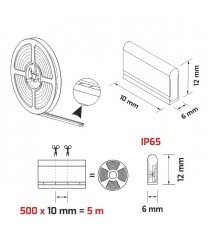 24V Neon Flex (100 LED/m 5m roll), 24V DC, IP65, 12W/m 3000K