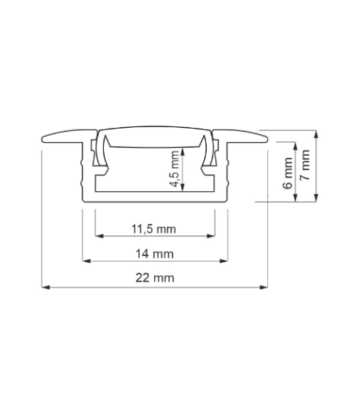 BLACK ALUMINIUM PROFILE RECESSED MINI 2M